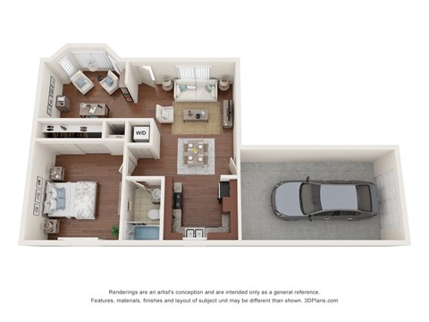 One bedroom with Den and attached garage